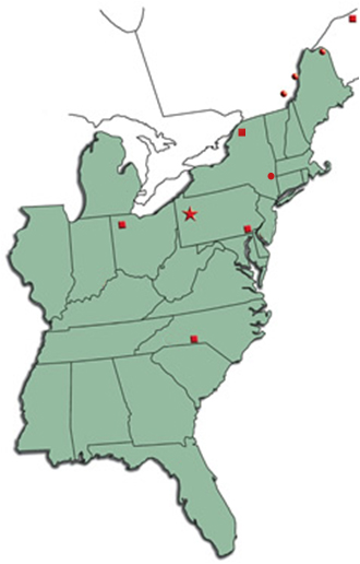 Map showing locations of Gardenscape locations